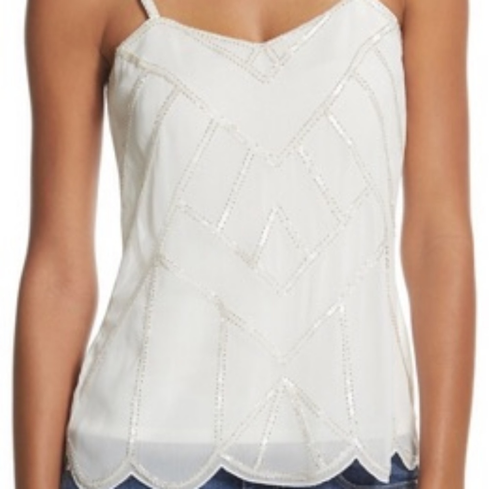White House Black Market white tank sequin sheer